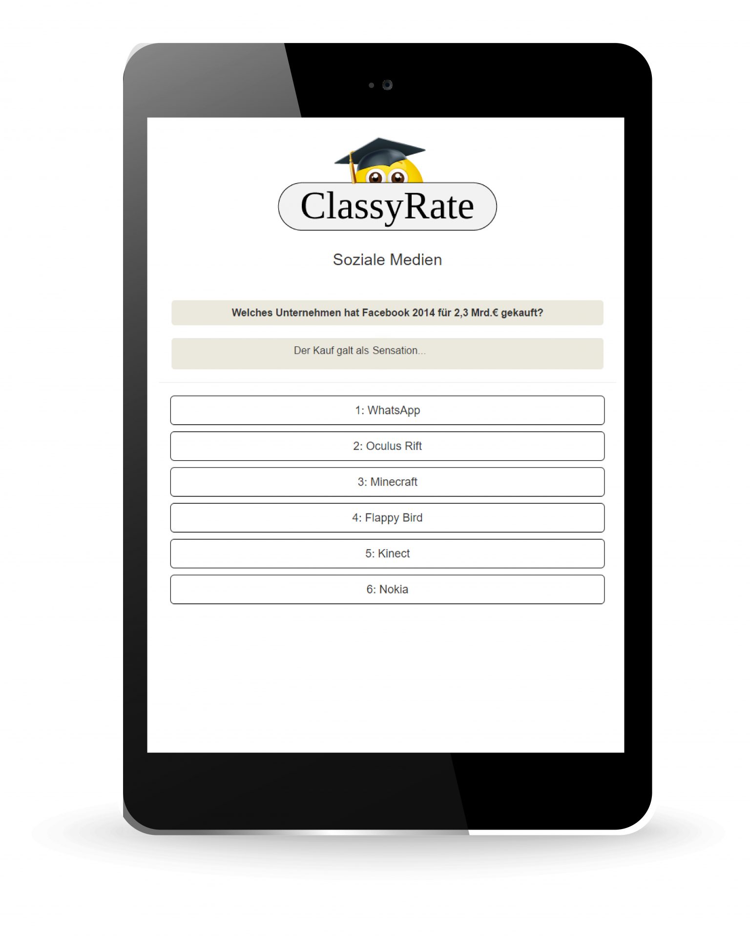 So sieht ein Quiz für Teilnehmer aus